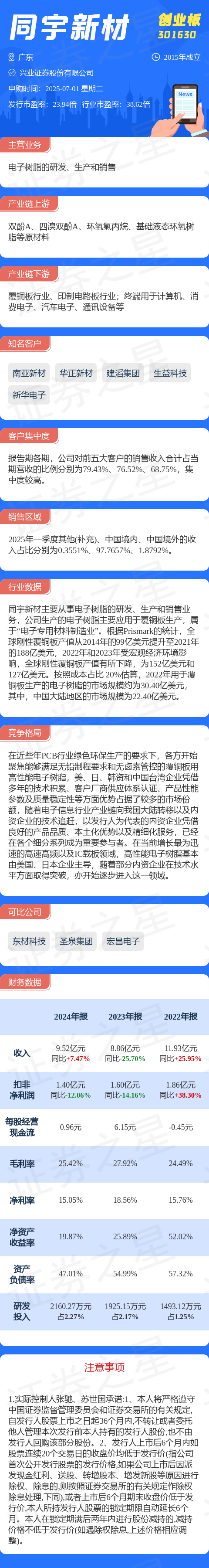 趣策略 【新股】一图读懂同宇新材